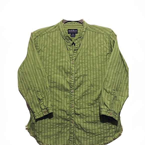 DONATED Blouse-Buttons, Textured Stripes-Fray Coll - Picture 3 of 9